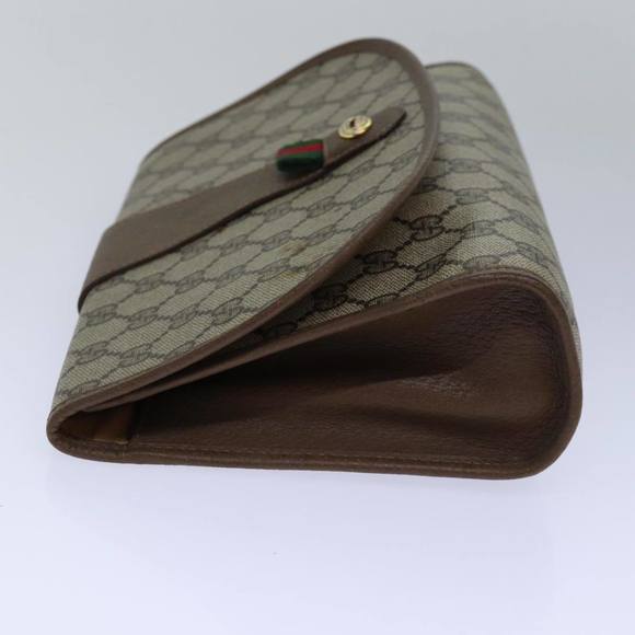 GUCCI GG Supreme Web Sherry Line Clutch Bag PVC Beige Gold 89 01 030 Auth 84639 - Picture 4 of 16